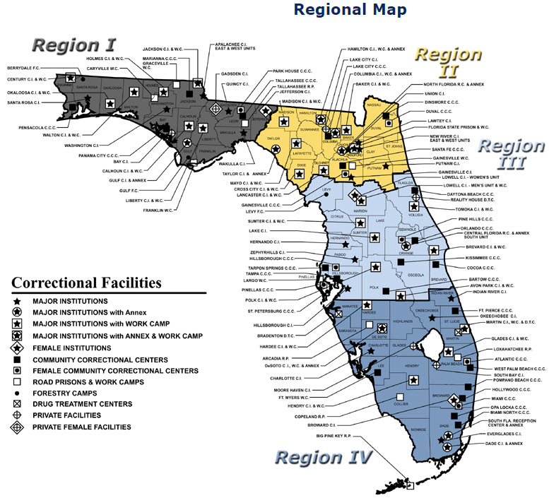 Detailed Map Of Florida State Prisons