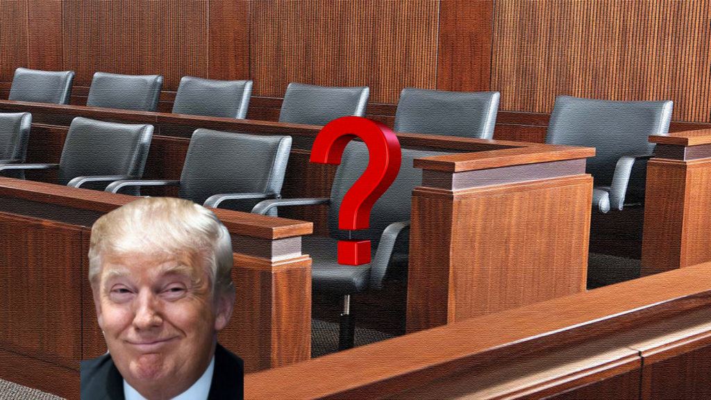 Trump, jury box, hung jury