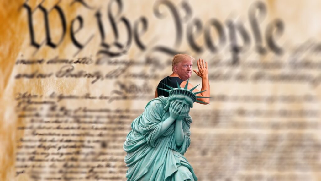 Trump, LadyLiberty, abuser, Constitution, resist, vote