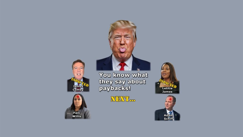 Trump, indictments, enemies, payback, vengeance, Comey, James, Willis, Schiff