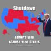 Trump, shutdown, civilwar, Blue states