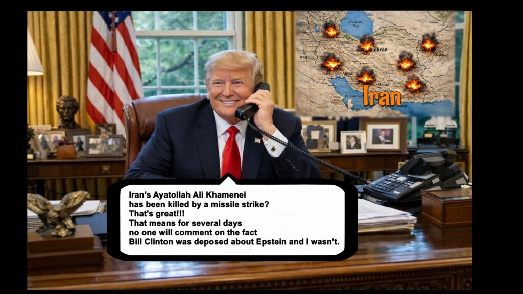 The death of Iran's Ayatollah Ali Khamenei in a missle attack gives Trump another distraction from his involvement in the Epstein scandal.