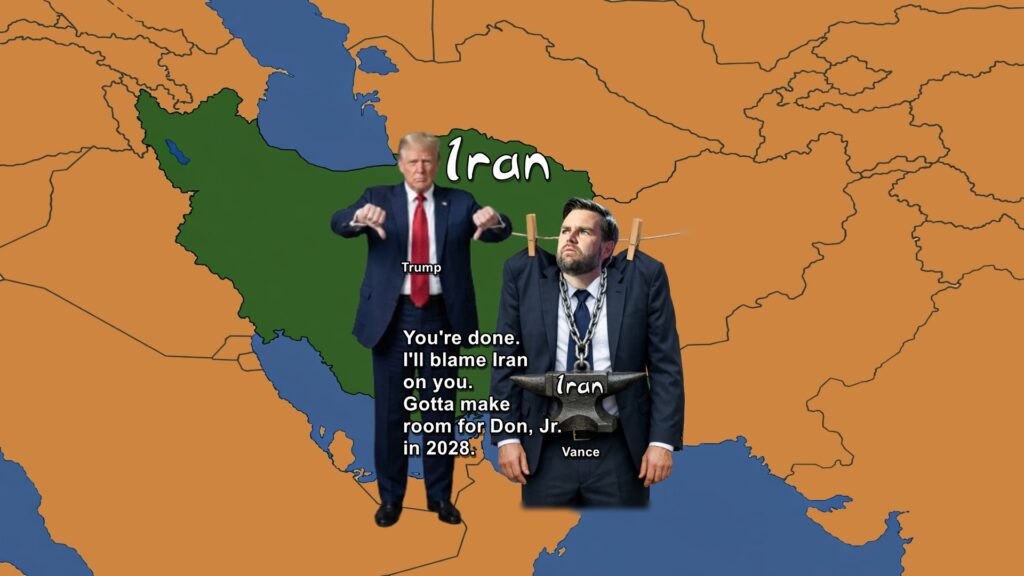 By putting J.D. Vance in charge of fixing the no-win Iran war mess Trump created, he is hanging the Veep out to dry by planning to blame Vance for whatever goes wrong.