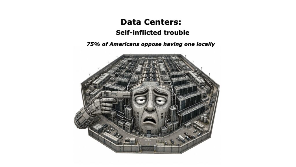 Data Centers are electricity and water hogs and their operators try to set up shop in secret and let the community pay for their resource usage. Little wonder 75% of Americans don't want them in their back yard.