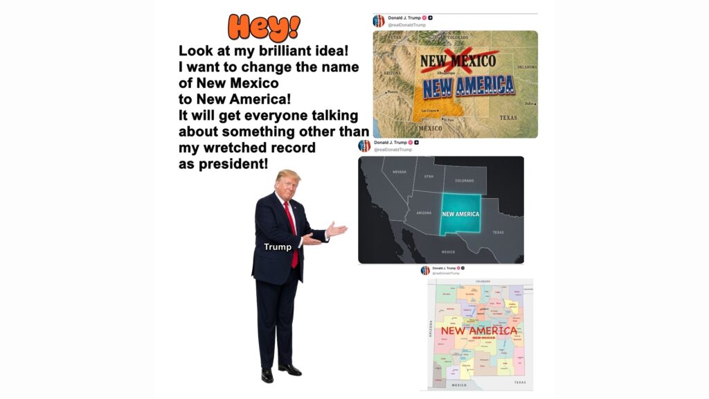 Trump's latest fetish about renaming geographical places "America" can only appeal to the dimmest of the dimwits. It's an admission he has no clue how to solve the nation's big problems.