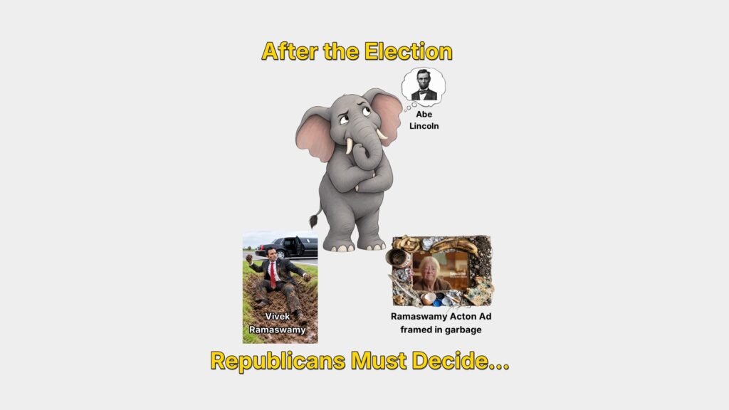 The Republican Party is at the fork in the road. After the election, they must decide between being a Party of Lincolnesque honor and integrity or wallow in the corruption, hate and squalor of Trumpism.