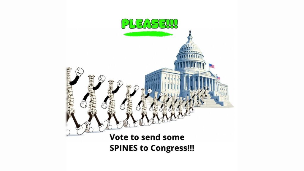 The vast majority of Americans believe change is needed in Congress. We should begin by voting to send backbones to Washington—politicians willing and ready to stand up to Trump's monarchy ambitions. That eliminates most Republicans on the ballot.
