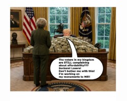 Trump, up to his eyebrows in graft payoffs, showed his contempt for America's affordability crisis by ordering 250 new security-customized Cadillac Escalde SUVs at $300K apiece. Trump says it's about "looking good in cavalcades." He means motorcades but doesn't know the difference.